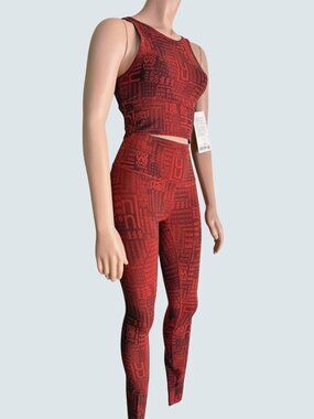 size 4 Lululemon Power Pivot Everlux tank motif print +leggings set NWT&EUC